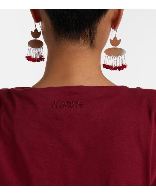 Isabel Marant Red Sebani Asymmetric Cotton T-Shirt