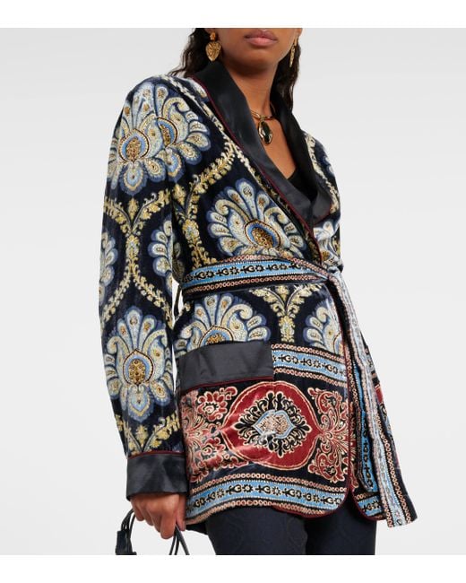 Etro Printed Velvet Wrap Jacket in Black Lyst UK