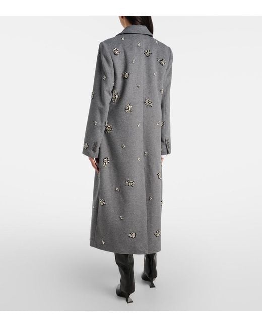 Jonathan Simkhai Gray Gianni Embellished Wool-Blend Coat