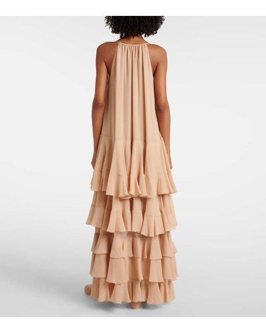 Chloé Natural Maxikleid Aus Seiden-Georgette