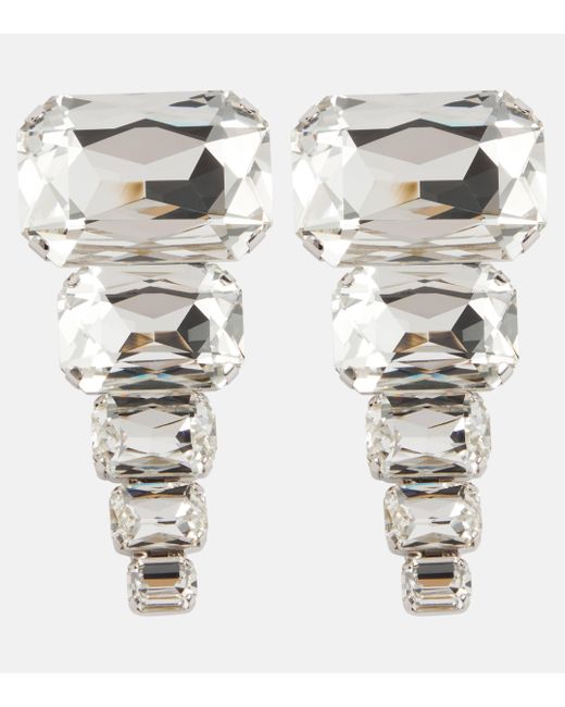 Balmain White Xl Crystal Pendant Earrings