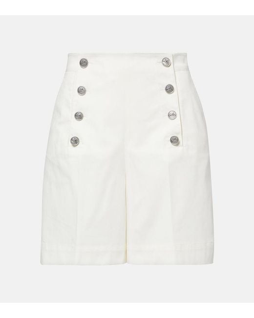 Etro White Cotton-Blend Shorts