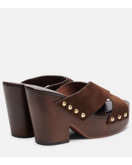 Paris Texas Brown Marisol Suede Platform Mules