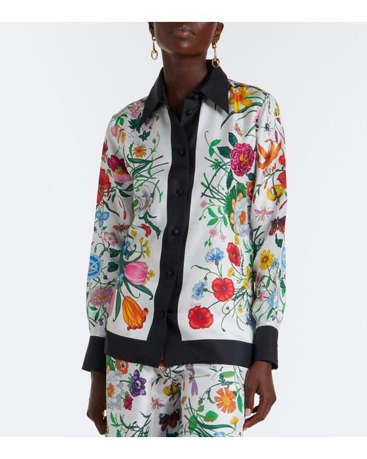 Gucci Multicolor Flora Silk Twill Shirt
