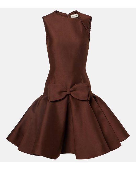 ShuShu/Tong Brown Bow-Detail Midi Dress