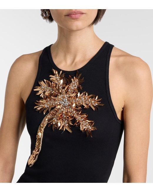 Rabanne Black Embellished Cotton-Blend Maxi Dress