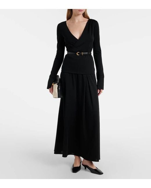 Max Mara Black Stilla Virgin Wool Maxi Skirt