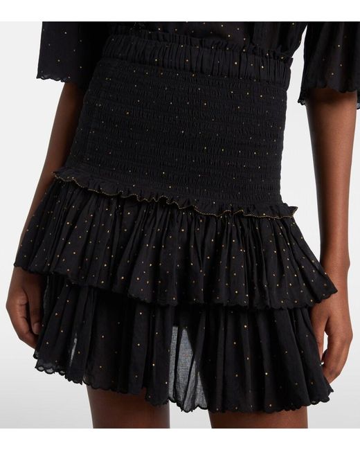 Isabel Marant Black Polka-Dot Embroidered Cotton Miniskirt