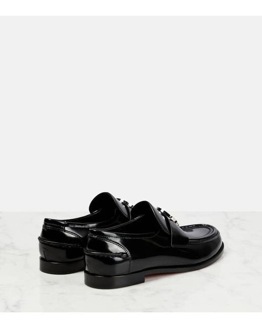Christian Louboutin Black Cl Moc Loafers Aus Glanzleder Mit Verzierung