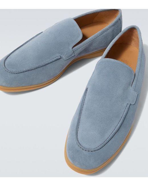 Eleventy Blue Suede Loafers for men