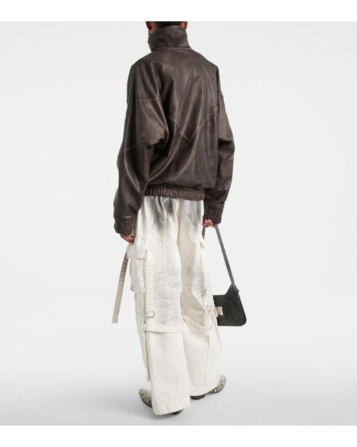 Acne Brown Letty Leather Bomber Jacket