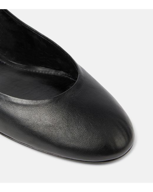 The Attico Black Cloe Leather Slingback Flats