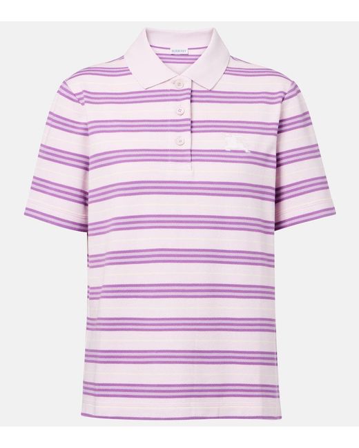 Polo Icon Stripe De Algodon Burberry de color Pink