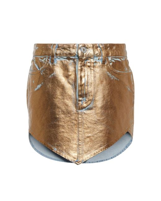 The Attico Metallic Dean Laminated Denim Miniskirt