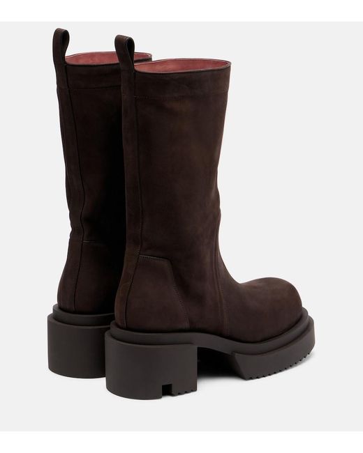 Rick Owens Brown Leather Ankle Boots