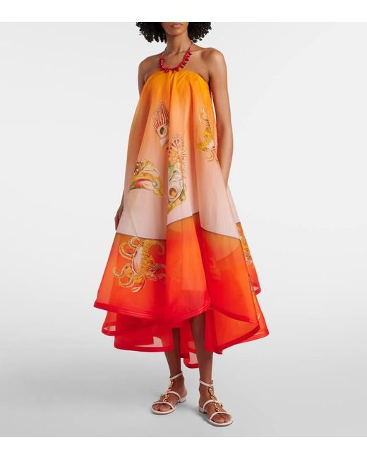 ALÉMAIS Orange Robe Neptuna Aus Seide