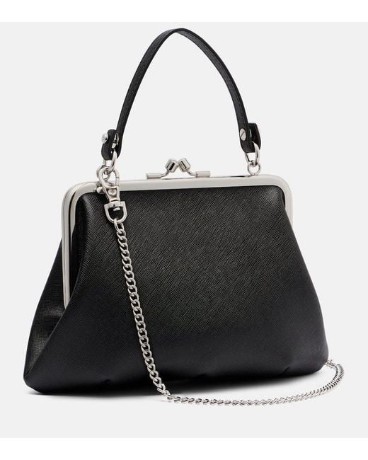 Vivienne Westwood Black Granny Frame Leather Tote Bag