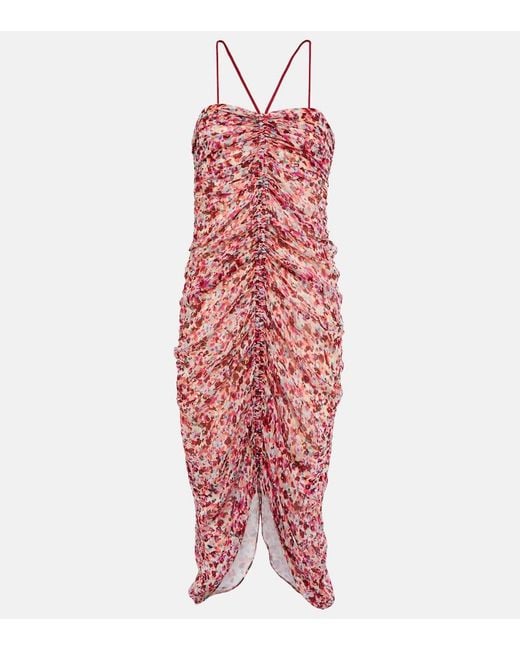 Isabel Marant Red Falone Printed Georgette Midi Dress