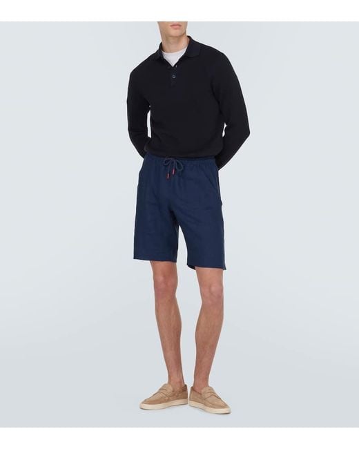 Shorts in lino di Kiton in Blue da Uomo