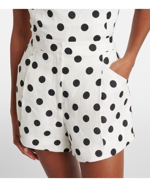 Posse White Rosalie Polka-Dot Linen Shorts