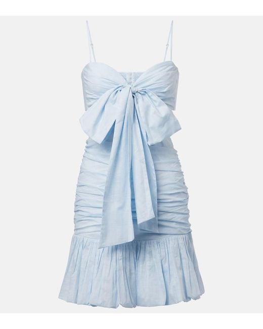 Zimmermann Blue Rhiannon Bow-Detail Cotton Minidress