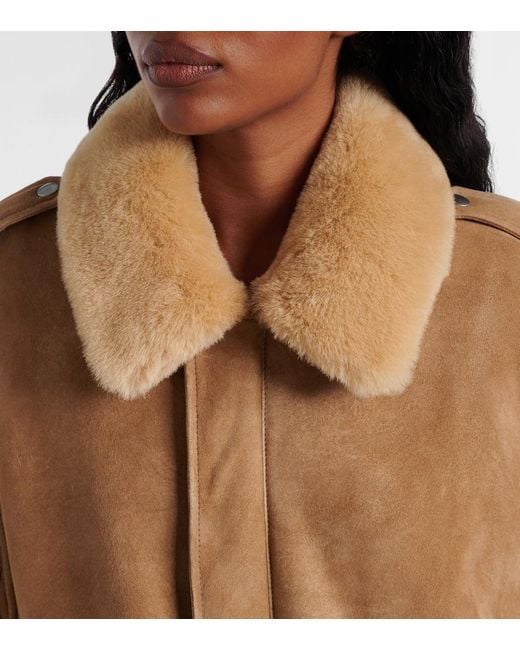 Prada Brown Shearling-Trimmed Suede Jacket