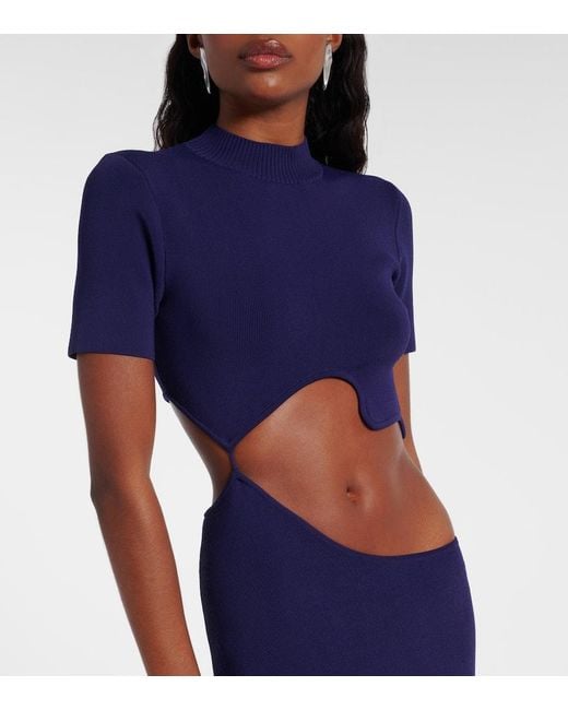 Abito Lungo Lattice Separation Con Cut-Out di Christopher Esber in Blue