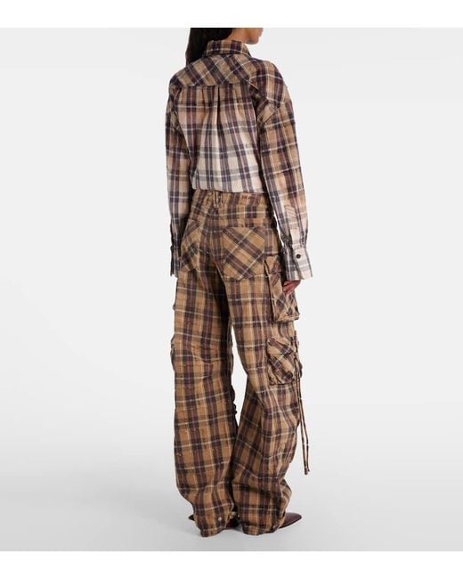 Pantalones Cargo De Franela De Algodon The Attico de color Natural