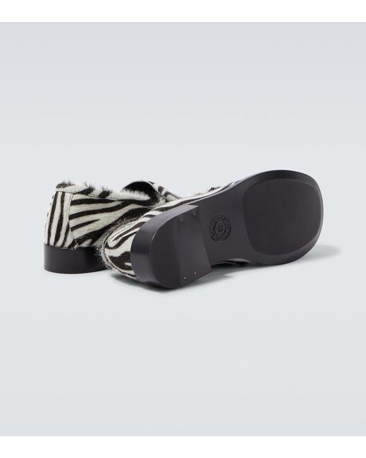 Dries Van Noten White Animal-Printed Calf Hair Loafers for men