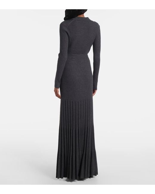 Joseph Black Merino Ribbed-Knit Wool Maxi Skirt