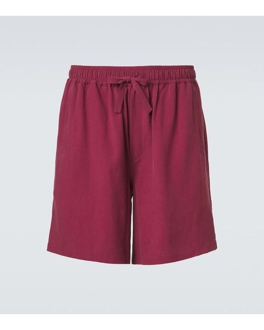 Saman Amel Red Silk Shorts for men