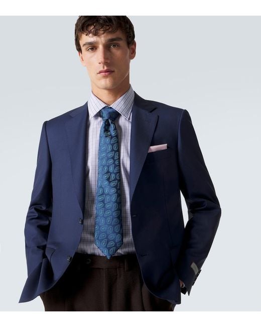 Charvet Blue Silk Jacquard Tie for men