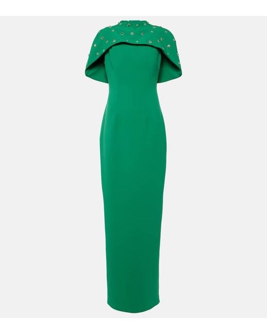 Vestido de fiesta Kalika de crepe adornado Safiyaa de color Green