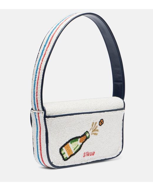 Staud Blue Tommy Beaded Shoulder Bag