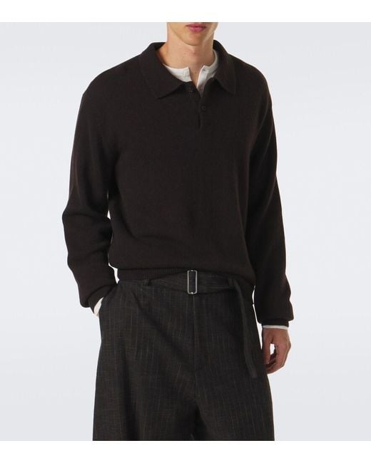 Lisa Yang Black Rufus Cashmere Polo Sweater for men