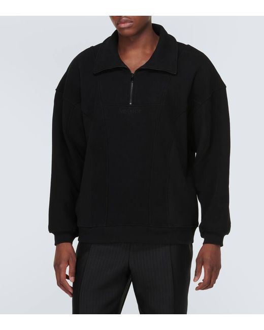 Saint Laurent Black Cotton Fleece Half-zip Sweatshirt for men