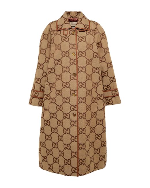 Gucci Baumwolle Mantel aus GG Supreme Canvas in Natur Lyst