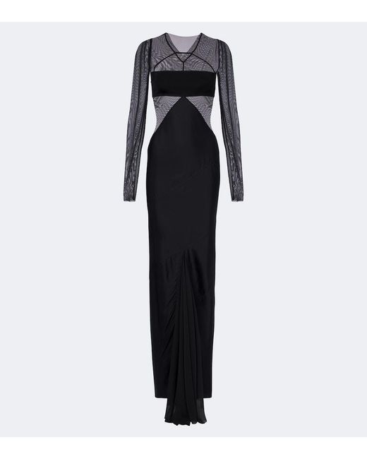 Rick Owens Black Combo Tulle-Trimmed Gown