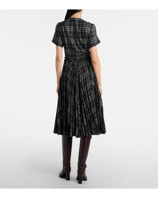 Burberry Black Meryl Checked Midi Dress