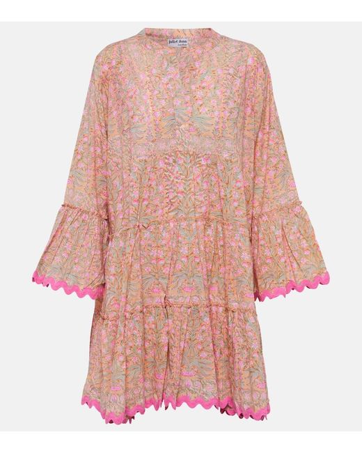 Juliet Dunn Pink Floral Cotton Minidress