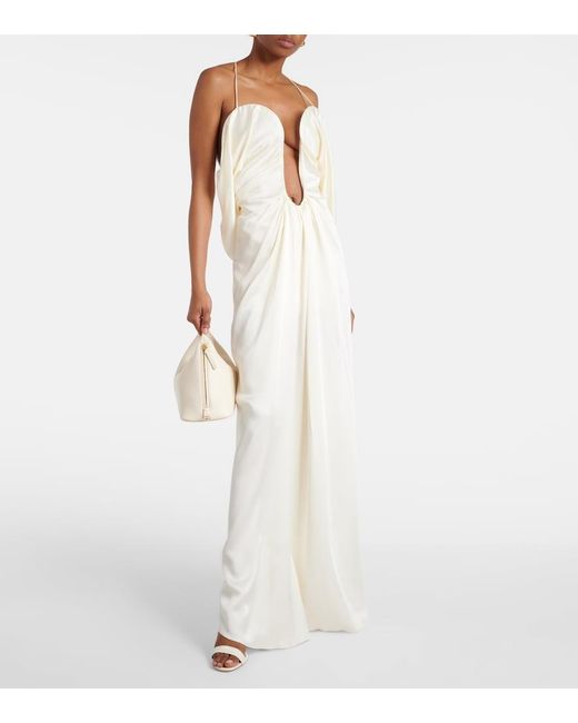 Christian Louboutin White Loubigirl 85 Silk Crepe Satin Sandals