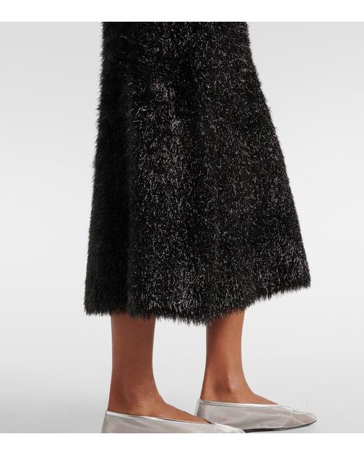 Jardin Des Orangers Black Lame Knitted Midi Skirt