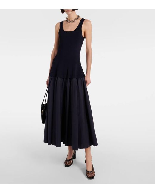 Jonathan Simkhai Blue Silas Stretch-Knit And Cotton Midi Dress