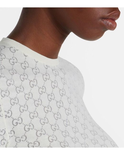 Gucci White Pullover Gg Aus Devore
