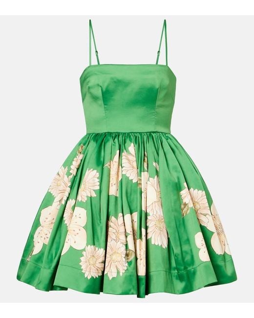 ALÉMAIS Green Floral Gathered Minidress