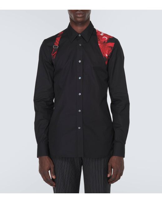 Alexander McQueen Black Harness Cotton Poplin Shirt for men