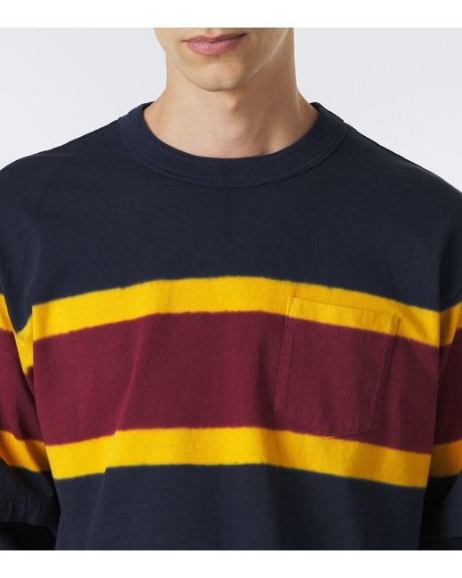 Sacai Blue Striped Cotton Jersey Sweatshirt for men