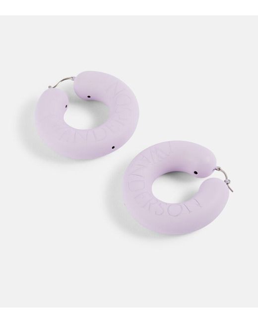 J.W. Anderson Purple Logo Hoop Earrings