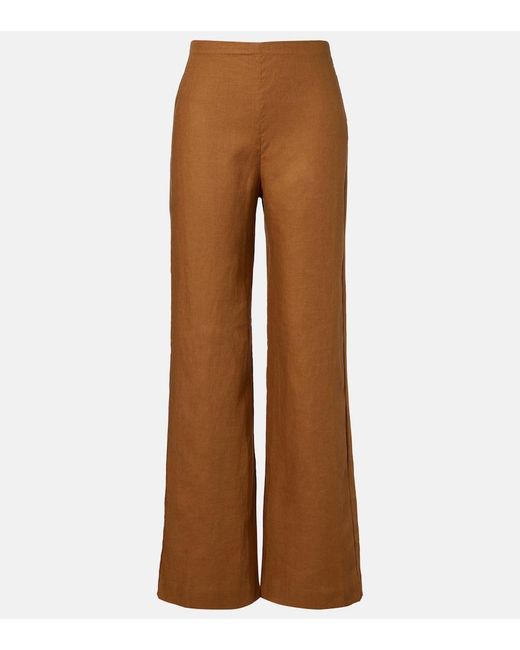 Faithfull The Brand Brown Ilride Linen Wide-Leg Pants