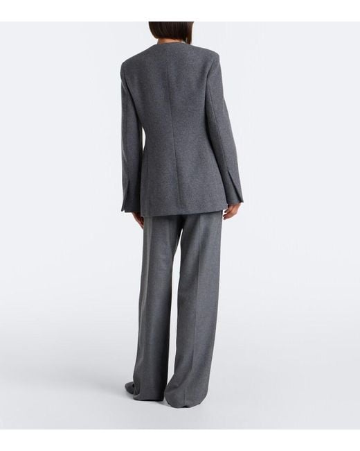 Max Mara Gray Belted Cashmere-Blend Wide-Leg Pants